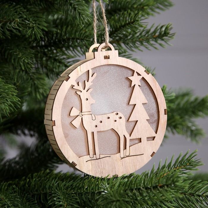 Ёлочная игрушка &laquo;Оленёнок в лесу&raquo;, от батареек, свечение тёплое белое