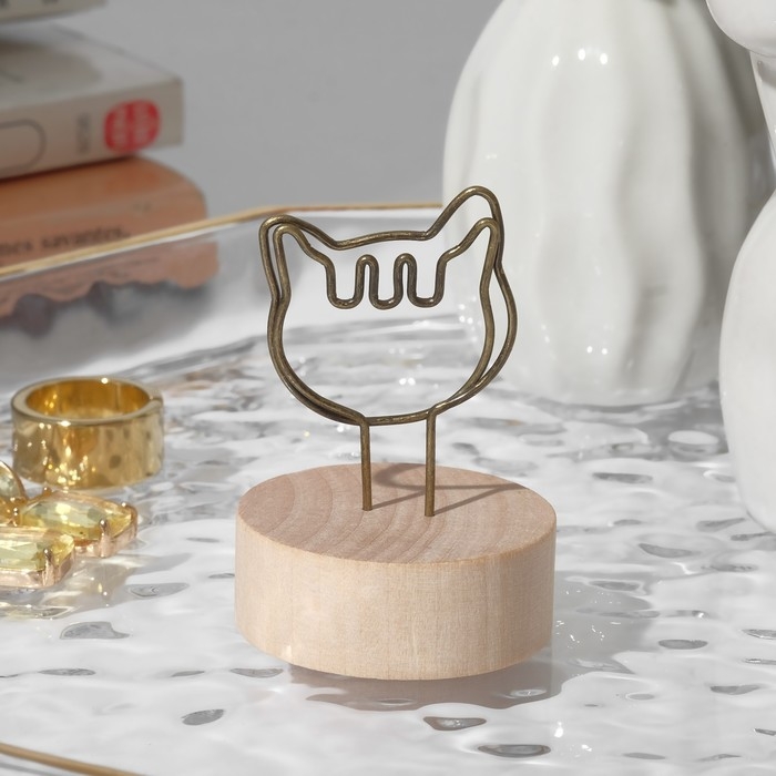 Ценникодержатель с зажимом &laquo;Кот&raquo;, 4&times;4&times;6 см, цвет чернёное золото