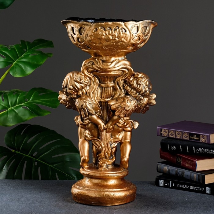 Подставка Подставка "Два ангела с ладьей" бронза, 20×28×52 см