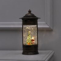 Светодиодная фигура &laquo;Фонарь с Дедом Морозом&raquo; 14 &times; 27 &times; 14 см, пластик, батарейки ААх3 (не в комплекте), USB, свечение тёплое белое