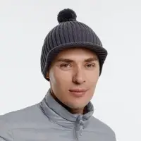 Вязаная шапка с козырьком Peaky, серая (антрацит)