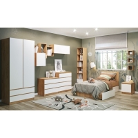 Комод с 4 ящиками Мадера, 800х420х1000, Дуб крафт золотой/Белый