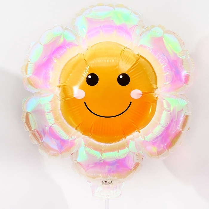 Шар фольгированный 21" &laquo;Ромашка&raquo; на палочке, цвет прозрачный перламутровый градиент