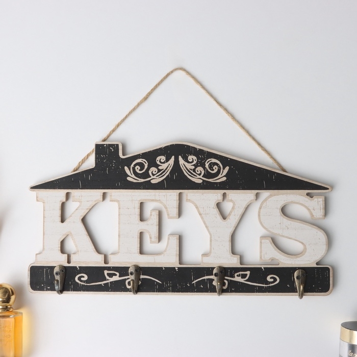 Крючки декоративные дерево "Домик. Ключи" 3,5х35х17,5 см