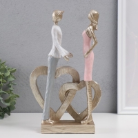 Сувенир полистоун "Влюблённые у двойного сердца" 16х7х26,5 см Сувенир полистоун "Влюблённые у двойного сердца" 16х7х26,5 см