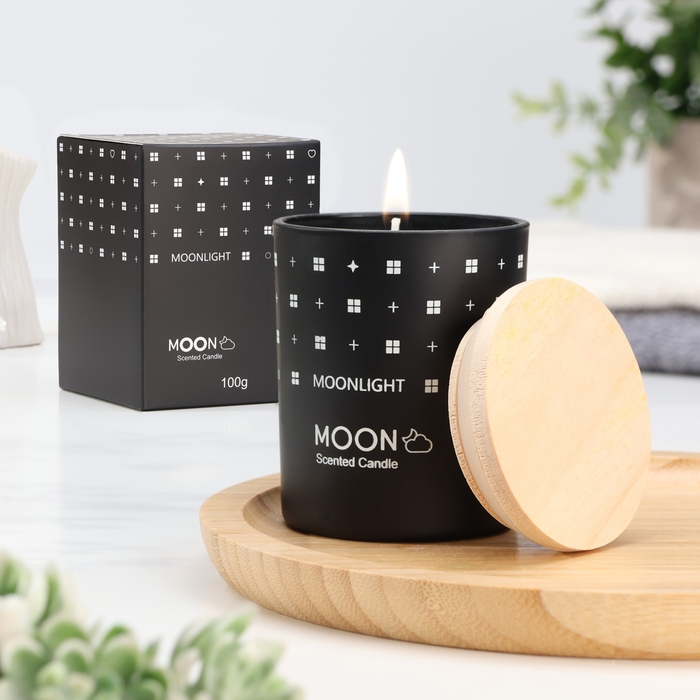 Свеча ароматическая в стакане Свеча ароматическая в стакане "Moon", чёрный джентельмен, малая