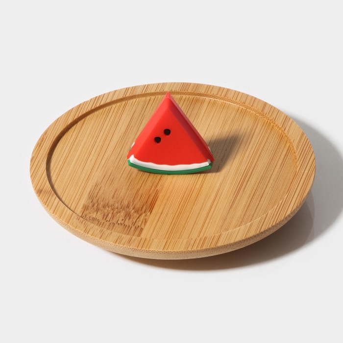 Кружка стеклянная с деревянной крышкой &laquo;Арбузик&raquo;, 300 мл