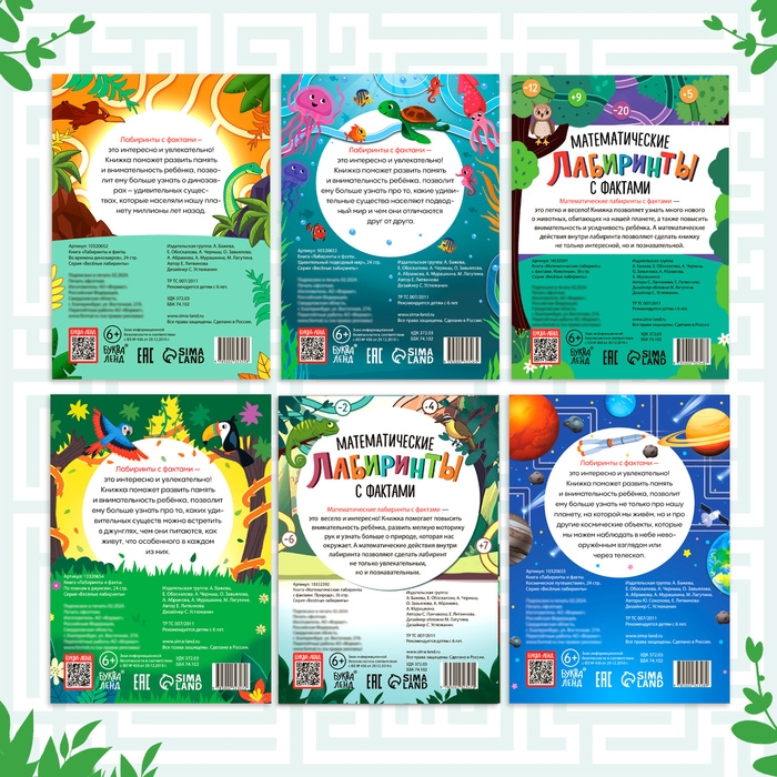 Набор обучающих книг &laquo;Лабиринты и факты&raquo;, 6 шт.