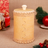 Туес "Дракончик с подарками", береста 10х10х15 см