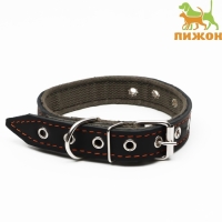 Ошейник комбинированный кожа/брезент, безразмерный, 54 х 2.5 см, ОШ 17-45 см, чёрный Ошейник комбинированный кожа/брезент, безразмерный, 54 х 2.5 см, ОШ 17-45 см, чёрный