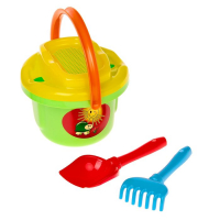 Песочный набор №193: ведро большое, ситечко большое, лопатка, грабельки), цвета МИКС