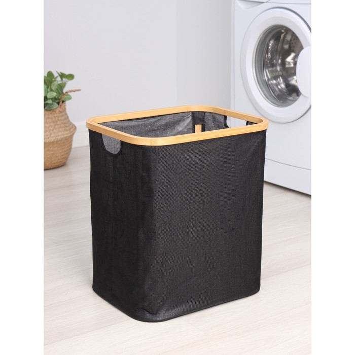 Корзина для белья прямоугольная Доляна &laquo;Модерн&raquo;, 41&times;33,5&times;46,5 см, цвет чёрный