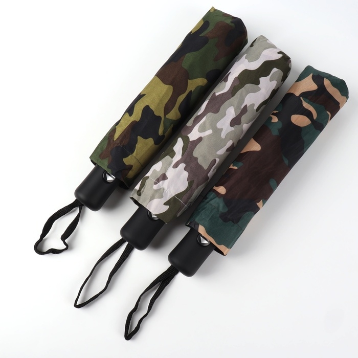 Зонт автоматический &laquo;Камуфляж&raquo;, эпонж, 3 сложения, 8 спиц, R = 48/55 см, D = 110 см, цвет МИКС