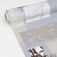 Клеёнка на стол &laquo;Папоротник&raquo;, на тканевой основе, рулон 20 метров, ширина 137 см, толщина 0,22 мм, цвет серый