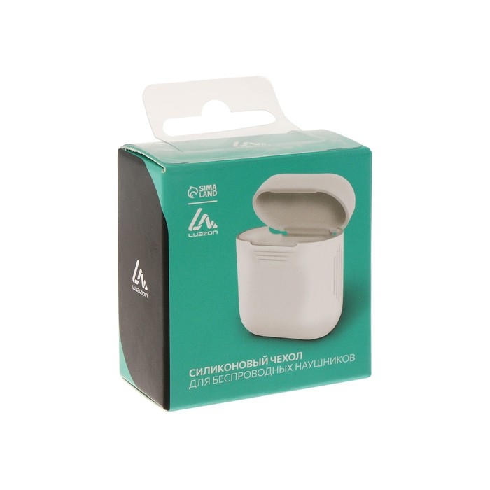 Чехол Luazon для футляра AirPods 1/2, мат. верха: силикон, 56х24х47 мм, люминесцентный белый Чехол Luazon для футляра AirPods 1/2, мат. верха: силикон, 56х24х47 мм, люминесцентный белый