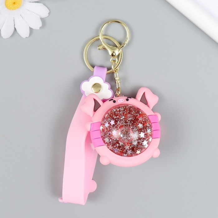 Брелок резина Брелок резина "Шарик-свинка" с браслетом и карабином, розовый 4х6,5х5,5 см
