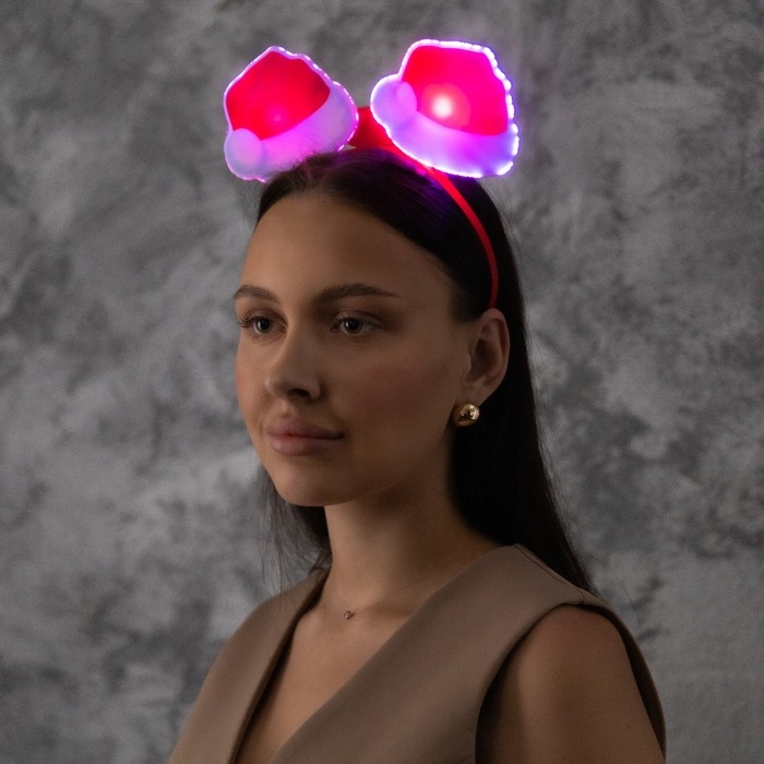 Ободок светодиодный Ободок светодиодный "Колпак" 18x16x3 см, 2 LED, батарейки AG10x3 (в комплекте), мерцание, свечение мульти