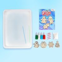 Набор для творчества &laquo;Рисуем в технике эбру. Значки из дерева: новогодний дракончик&raquo;