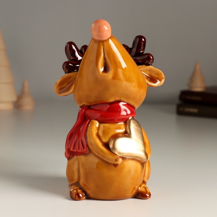 Сувенир керамика Сувенир керамика "Поющий лосёнок в красном шарфе" 8,5х9,5х14,5 см