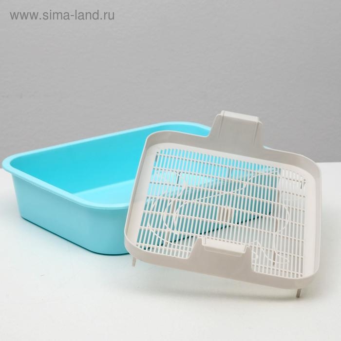 Туалет Туалет "Мур-мяу" для кошек, с сеткой, 33,2 х 25,6 х 7,2 см голубой