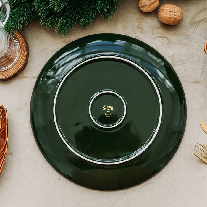 Новый год! Блюдо новогоднее керамическое «Зимний лес», 27 см, цвет зелёный Новый год! Блюдо новогоднее керамическое «Зимний лес», 27 см, цвет зелёный