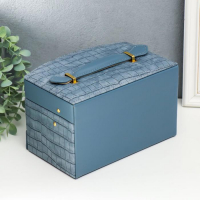 Шкатулка кожзам для украшений сундучок "Синий питон" комбинированная 13х15х21,5 см Шкатулка кожзам для украшений сундучок "Синий питон" комбинированная 13х15х21,5 см