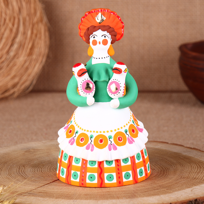 Дымковская игрушка Дымковская игрушка "Крестьянка с утками", 16 см, микс