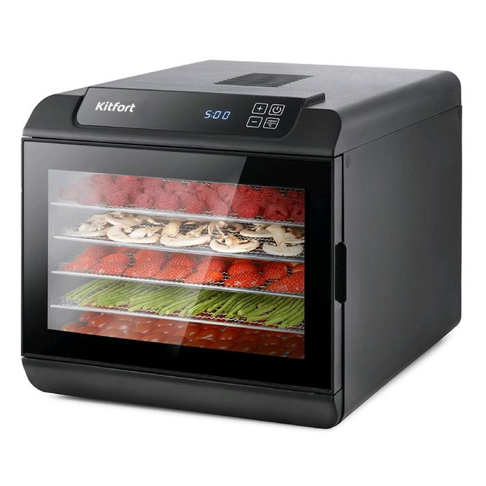 Сушилка для овощей и фруктов Kitfort КТ-1904, 500 Вт, 6 ярусов, чёрная Сушилка для овощей и фруктов Kitfort КТ-1904, 500 Вт, 6 ярусов, чёрная