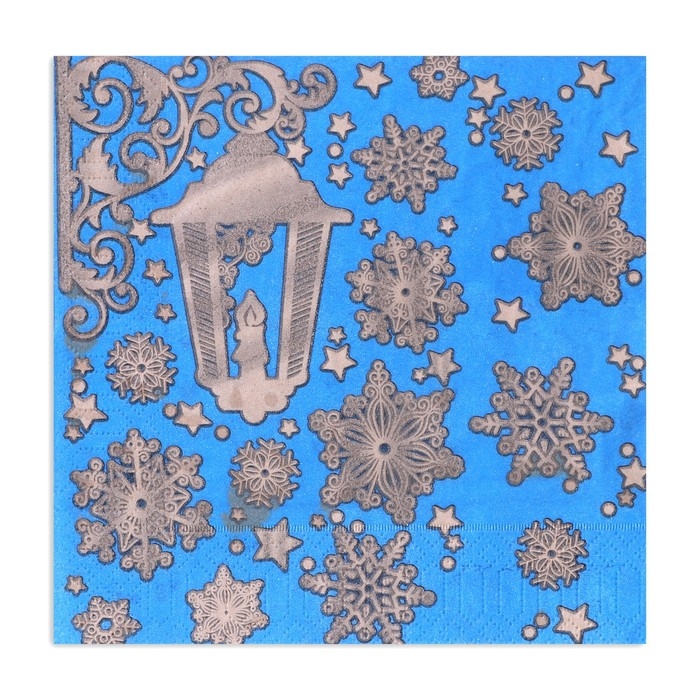 Новогодние салфетки бумажные Gold Décor «Новогодний фонарь на синем» 3 слоя, 33х33 см, 20 шт Новогодние салфетки бумажные Gold Décor «Новогодний фонарь на синем» 3 слоя, 33х33 см, 20 шт