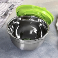 Миска из нержавеющей стали для миксера &laquo;Антибрызг&raquo;, 2 л, 22&times;12 см, с мерной шкалой, пластиковая крышка