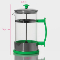 Чайник заварочный френч - пресс Доляна &laquo;Риц&raquo;, 600 мл, стекло, цвет зелёный