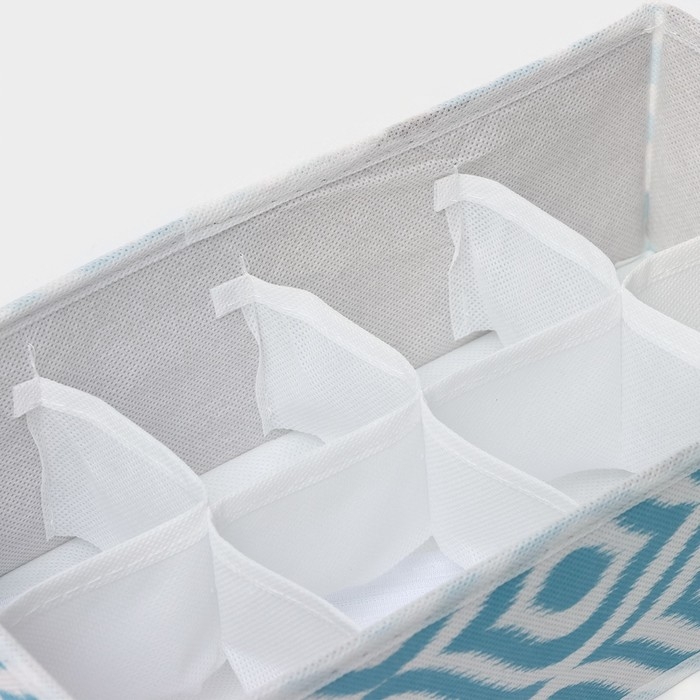 Органайзер для хранения белья Доляна &laquo;Лагуна&raquo;, 12 ячеек, 27&times;20&times;10 см, цвет бирюзовый