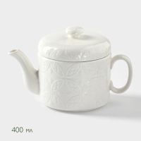 Набор фарфоровый чайный BellaTenero &laquo;Орнамент&raquo;, 3 предмета: чайник 400 мл, кружка 280 мл, бамбуковая подставка, цвет белый