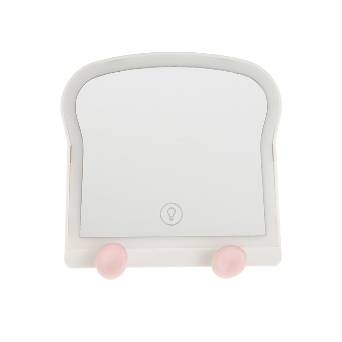 Зеркало KZ-13, настольное, подсветка, АКБ, 400 мАч, USB, хлебушек