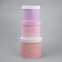 Набор шляпных коробок 3 в 1, упаковка подарочная, &laquo;Букетики&raquo;, 16 х 16 х 14‒20 х 20 х 17 см