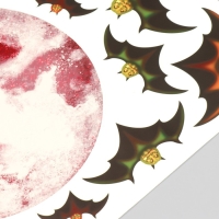 Наклейка пластик интерьерная фосфорная "Полнолуние и летучие мыши" 30х24 см