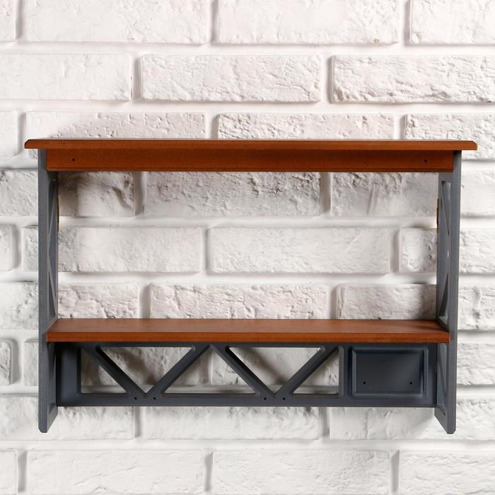 Полка Лофт, двухъярусная, 49×33×14 см, орех Полка Лофт, двухъярусная, 49×33×14 см, орех