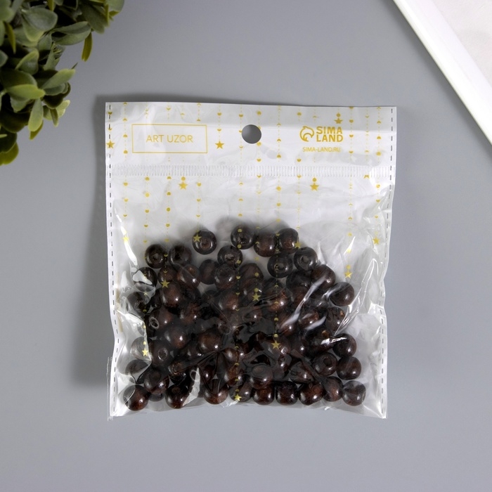 Бусины для творчества дерево "Кофе" набор 30 гр 1х1 см