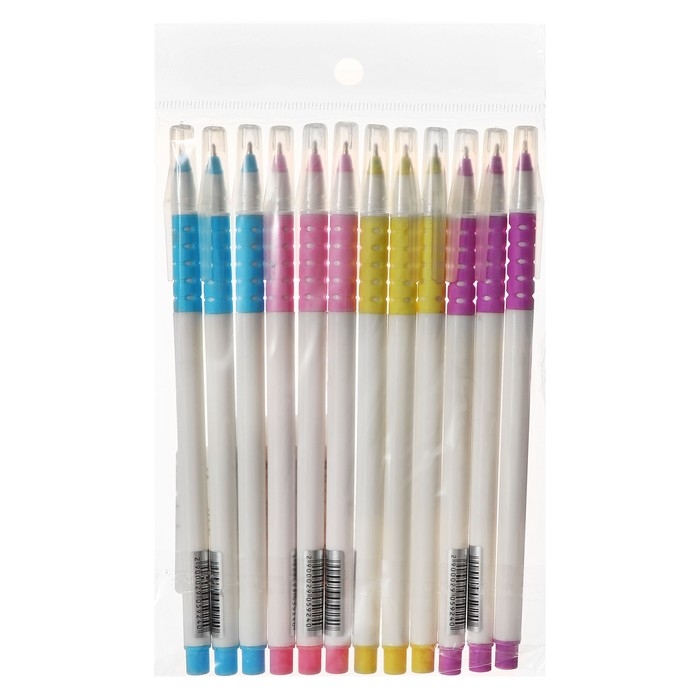 Набор шариковых ручек 12 штук, 1,0мм, корпус белый с резиновым дрежателем, чернила синие, МИКС Набор шариковых ручек 12 штук, 1,0мм, корпус белый с резиновым дрежателем, чернила синие, МИКС