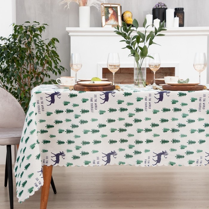 Скатерть Доляна "Елочки" 145х200&plusmn;3см,100%пэ, рогожка 130 гр/м