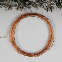 Гирлянда &laquo;Нить&raquo; 5 м роса, IP20, медная нить, 50 LED, мерцание всех светодиодов, батарейки AAх3 (нет в комплекте), свечение тёплое белое