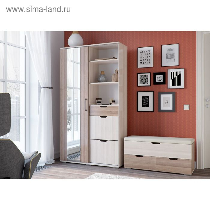 Банкетка ФЛИНТ, 1000х370х470, Ясень шимо темный/Светлый