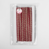 Тесьма декоративная, 16 мм, 9,1 &plusmn; 0,5 м, цвет бордовый/бежевый