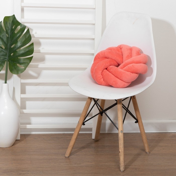 Подушка-узел Этель, d=33см, цв. коралловый, велюр Подушка-узел Этель, d=33см, цв. коралловый, велюр