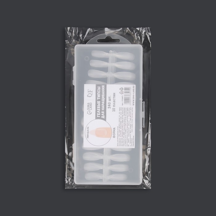 Гелевые типсы для наращивания ногтей, 240 шт, форма миндаль, полное матовое покрытие, цвет прозрачный Гелевые типсы для наращивания ногтей, 240 шт, форма миндаль, полное матовое покрытие, цвет прозрачный