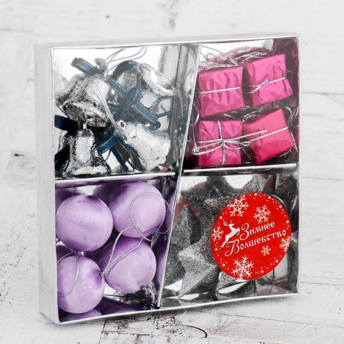 Набор украшений пластик 15 шт Набор украшений пластик 15 шт "Карнавал" (3 звезды, 4 шара, 4 подарка, 4 колокольчика)