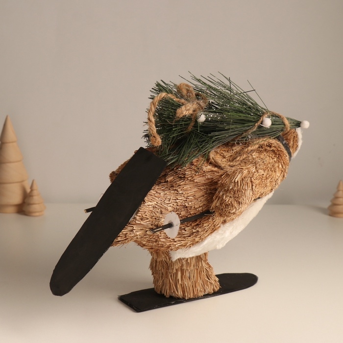 Декор Декор "Миша едет на лыжах с ёлочкой" 19х28х15 см