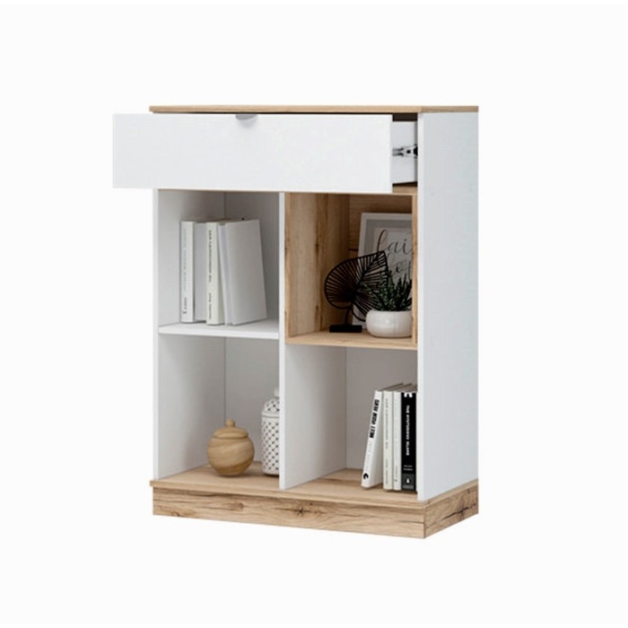 Комод с 1 ящиком 2 двери Юкки, 800х450х1118, Белый/Дуб делано Комод с 1 ящиком 2 двери Юкки, 800х450х1118, Белый/Дуб делано