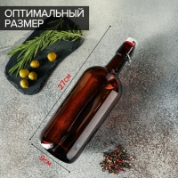 Бутылка бугельная, 1 л, с пробкой, цвет коричневый Бутылка бугельная, 1 л, с пробкой, цвет коричневый