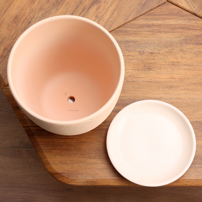 Горшок цветочный Гнездо бежевый крокус №4, 4,2 л, d - 20,8 см